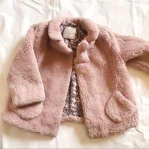 ZARA Girls Cute Furry Pink Coat